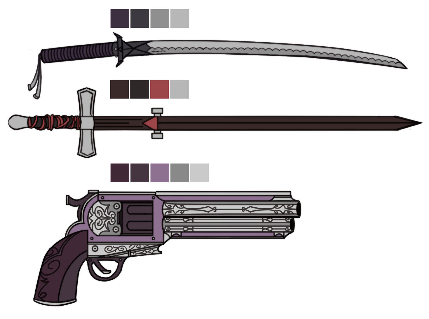 Adriel weapons concept art Adriel weapons concept art